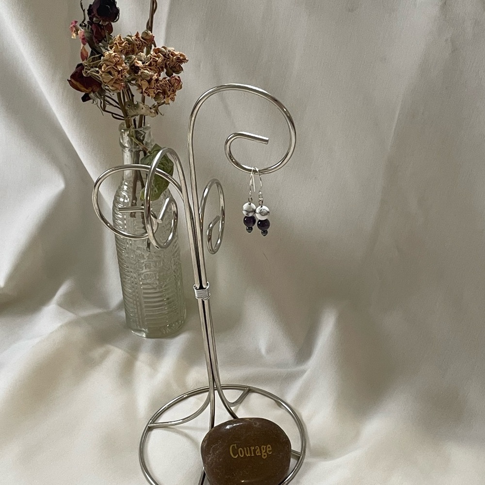 Howlite Amethyst and Hematite Earrings